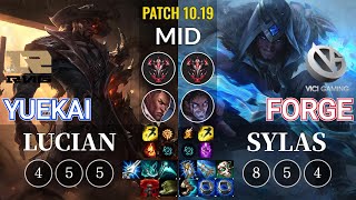 RNG yuekai Lucian vs VG Forge Sylas Mid - KR Patch 10.19