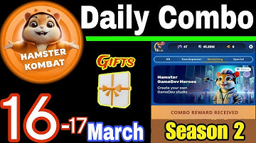 Hamster Kombat GameDev Heroes 🎮| 16-17 March Daily Combo 🧩 Season 2