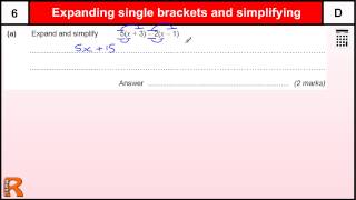 Expanding Single brackets and Simplifying, GCSE Maths revision Exam paper practice