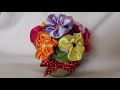 Kanzashi ribbon pansy/ Kanzashi satin ribbon / Home decorating ideas handmade