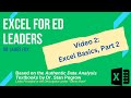 Video 2 Excel Basics Part 2