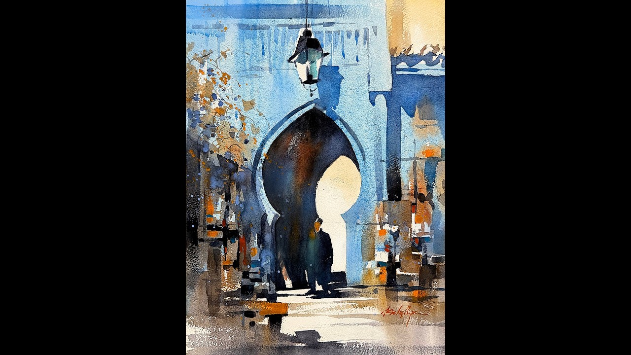 Blue Gateway - Morocco  #watercolor_painting_tutorial #paintingwatercolor  #watercolor