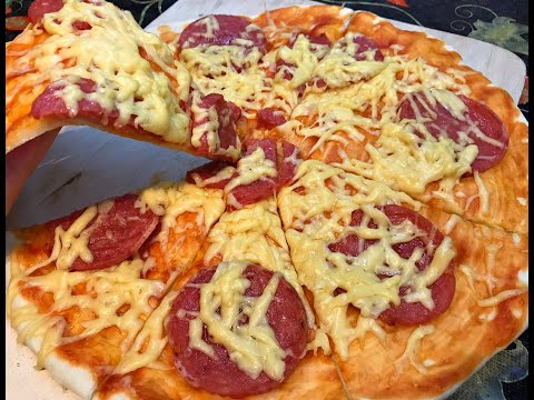 ДОМАШНЯЯ ПИЦЦА В ДУХОВКЕ.Видео рецепт.Вкусная пицца с колбасой.Pizza