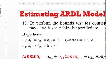 (EViews10): How to Estimate ARDL Models and Bounds Test #ardl #ecm #boundstest #cointegration #lags