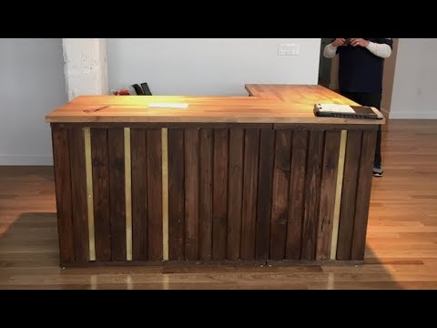 Pallet Wood Reception Desk With Brass Ikea Youtube