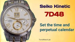How to set time on Seiko kinetic perpetual watch | Caliber 7D48.