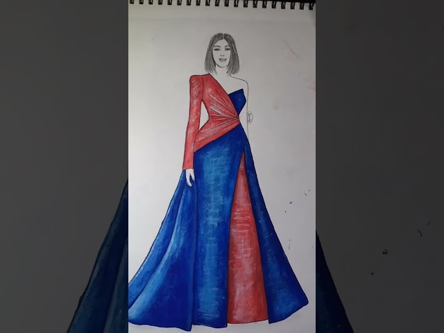 water colour dress painting #art #artist #fashionart #short #shortvideo #fashion #drawing #painting