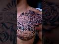his first tattoo done in shop in Waipahu Hawaii #firsttattoo #chesttattoo #chestpiece #rosetattoo