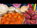 ASMR DUM ALOO, PURI, TANDOORI CHICKEN, CHILI MUKBANG MASSIVE Eating Sounds