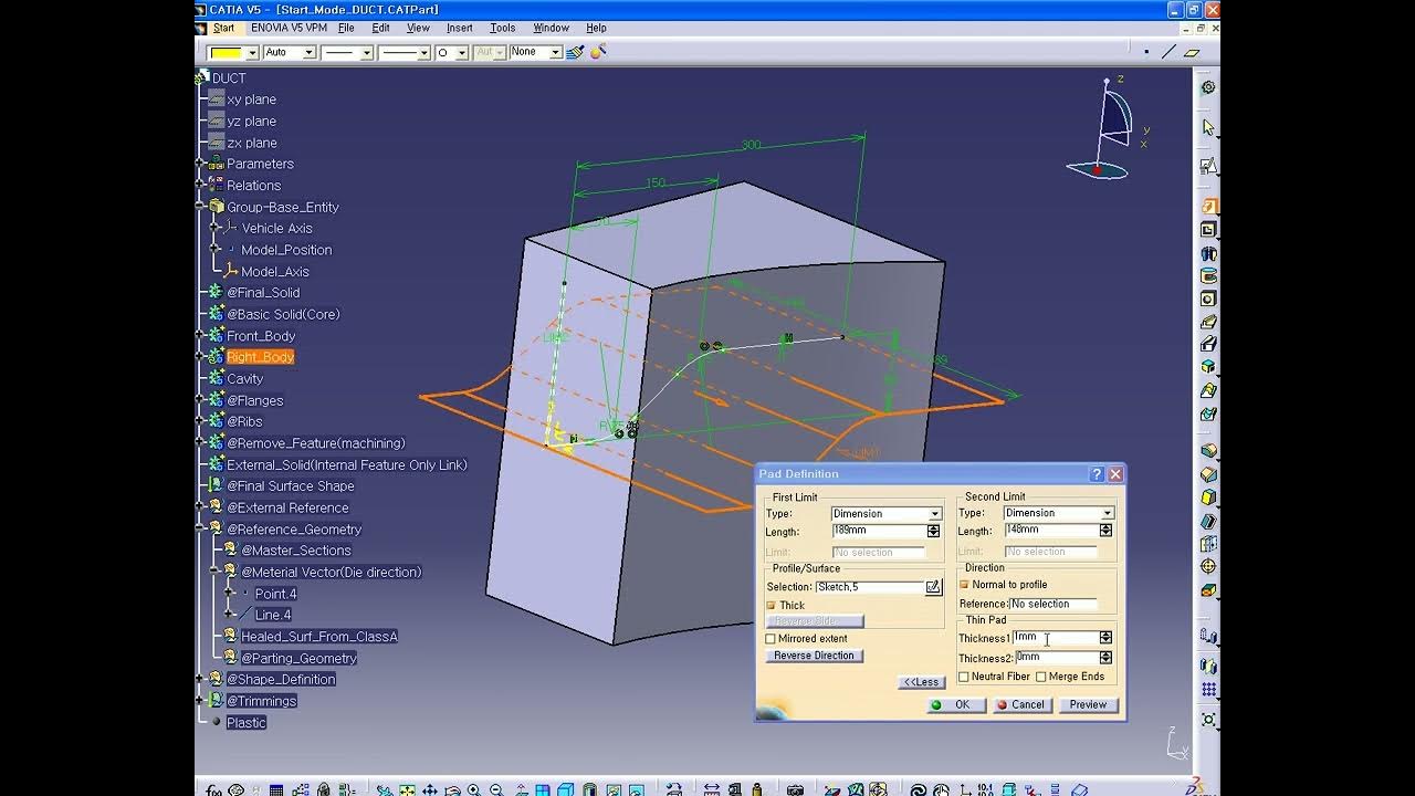 CATIA V5 Multi Body Modeling Method 2(DUCT) YouTube