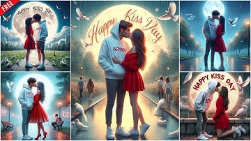 Happy kiss day Ai photo editing couples name images | Bing image creator tutorial FREE | Bing Ai