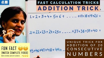 Addition Trick for addition of 20 consecutive natural numbers | Fast Calculation Tricks |Vedic Maths