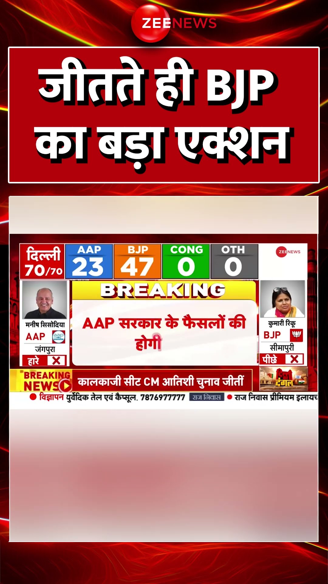 Delhi Election Results 2025: जीतते ही #BJP का बड़ा एक्शन #shorts #congress #aapvsbjp #congress