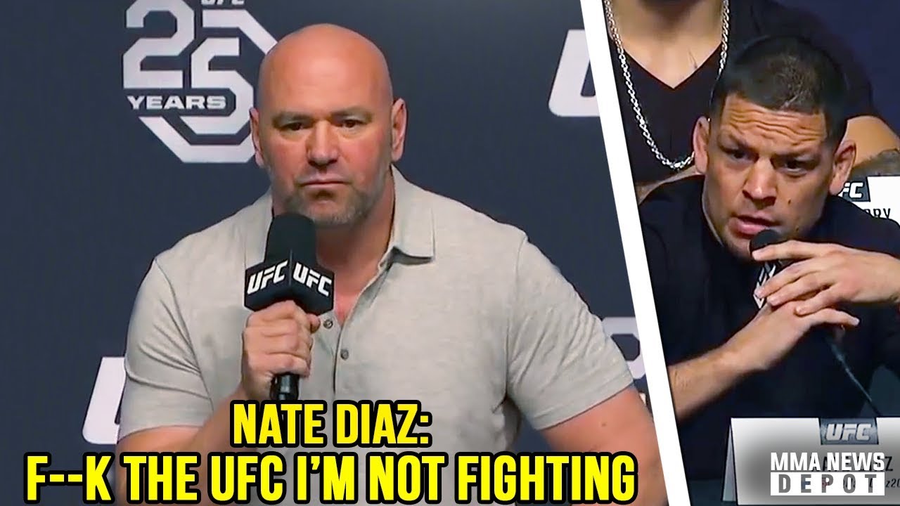 Nate Diaz storms off stage after Conor McGregor vs. Khabib Nurmagomedov fight ...