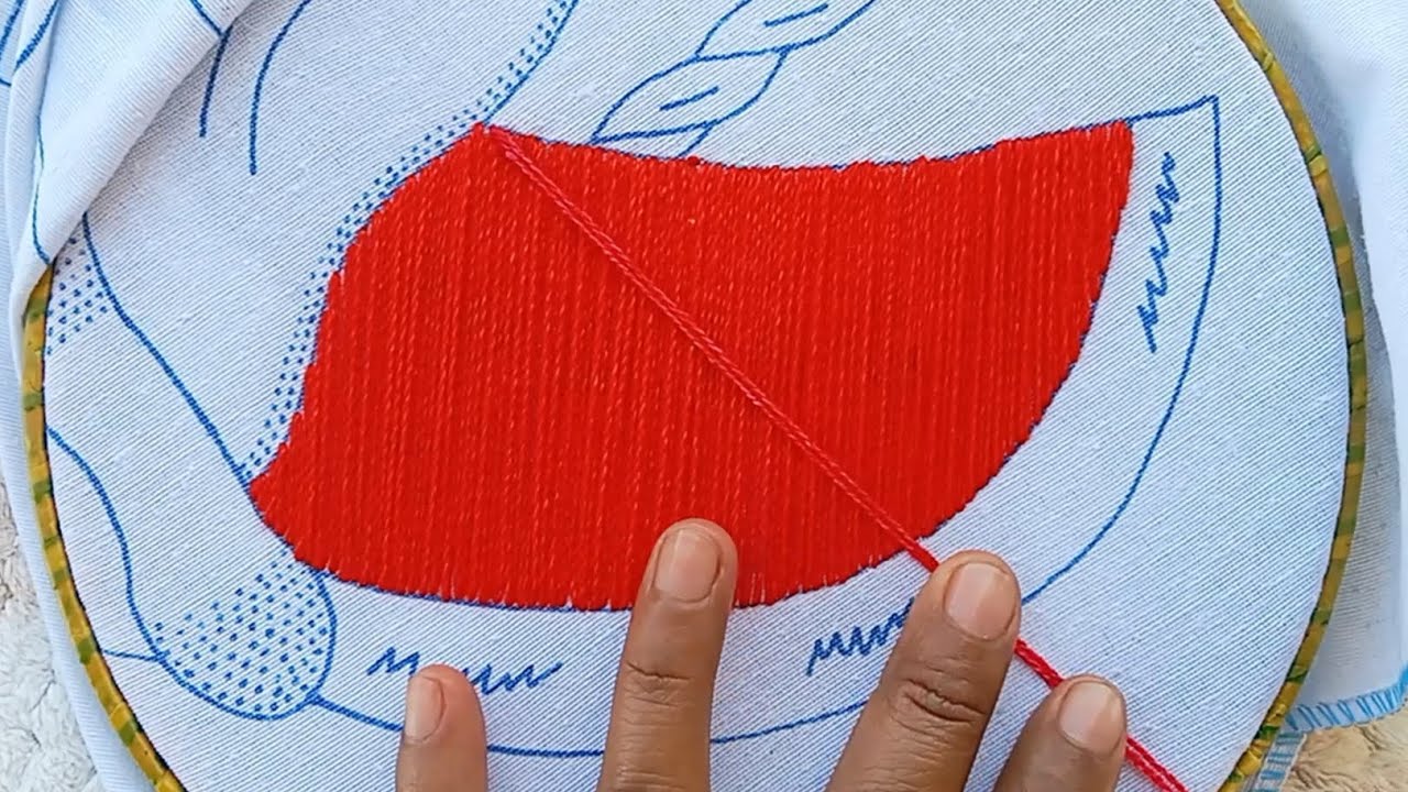 Cómo bordar una rebanada de sandía#2🍉 puntada ideal para cualquier