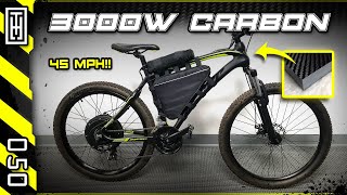 🚲 Custom 3000W Carbon Frame 72V E-Bike [45MPH!] Full Build in 11 minutes!