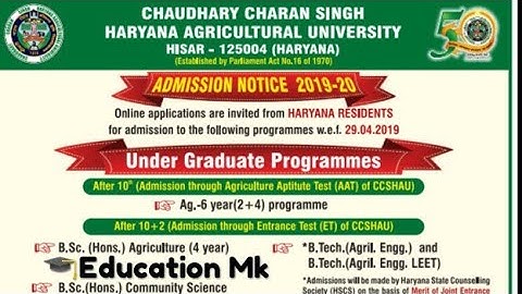 CCS HAU HISAR B.SC, MSC, PHD, APPLICATION FORM RELEASED FOR SESSION 2019-2020
