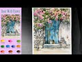 Landscape Watercolor - Door With Flowers (sketch & color mixing view) NAMIL ART
