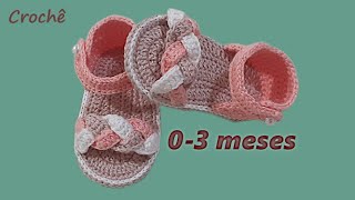 Sandalinha de Crochê para Bebê 0 a 3 meses / Zapatitos a crochet para bebé