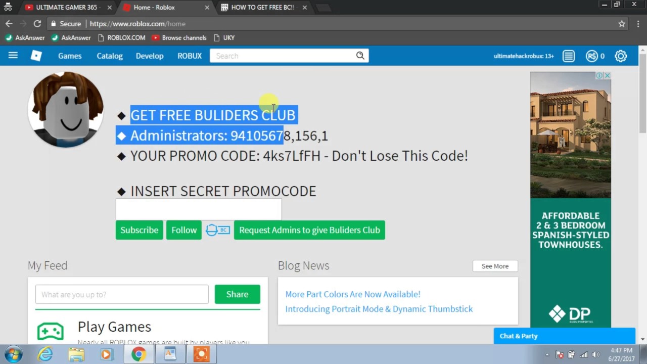 How To Get Free Bc In Roblox Working 2017 July Youtube - free bc roblox 2018