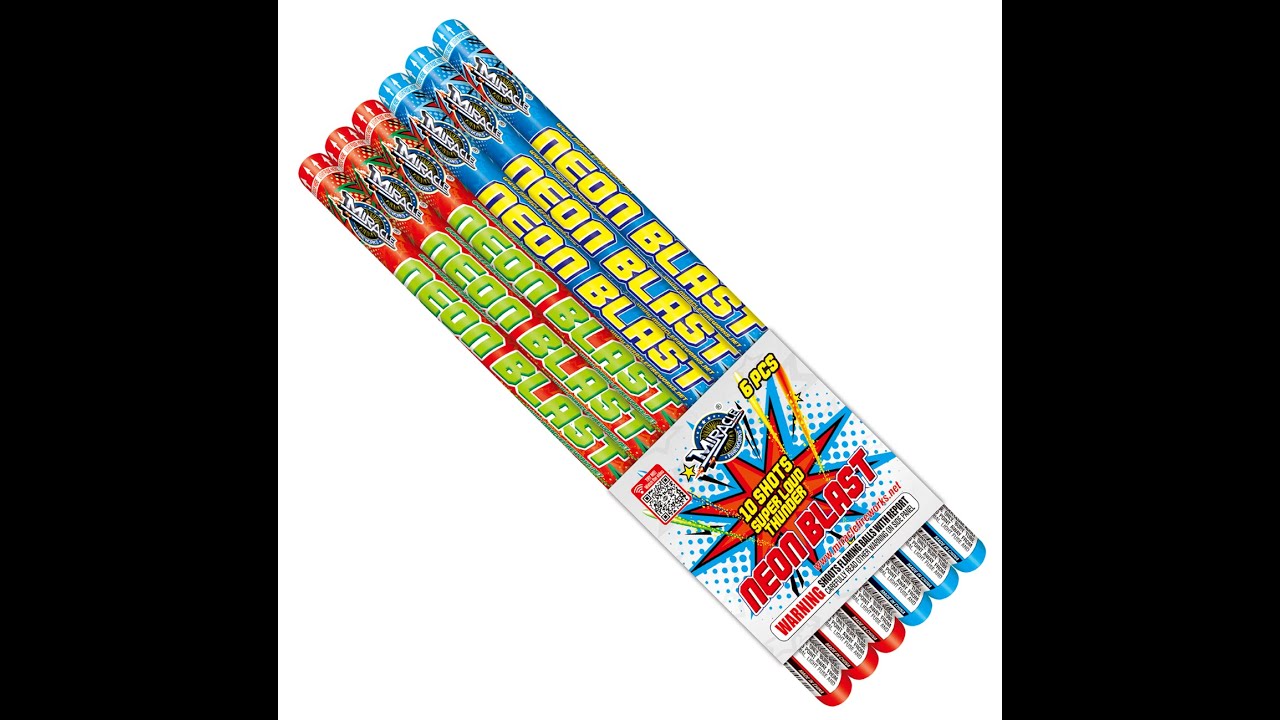 MIRACLE NEON BLAST (SUPER LOUD THUNDER) 10 SHOT - Roman Candles