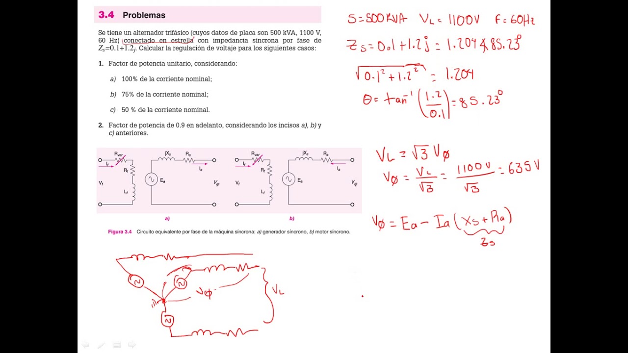 Ejercicio 1 de generador síncrono (máquinas eléctricas) - YouTube