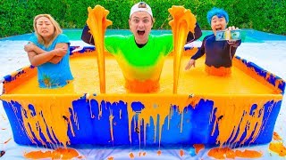 Last to leave the slime pool wins $10 ...