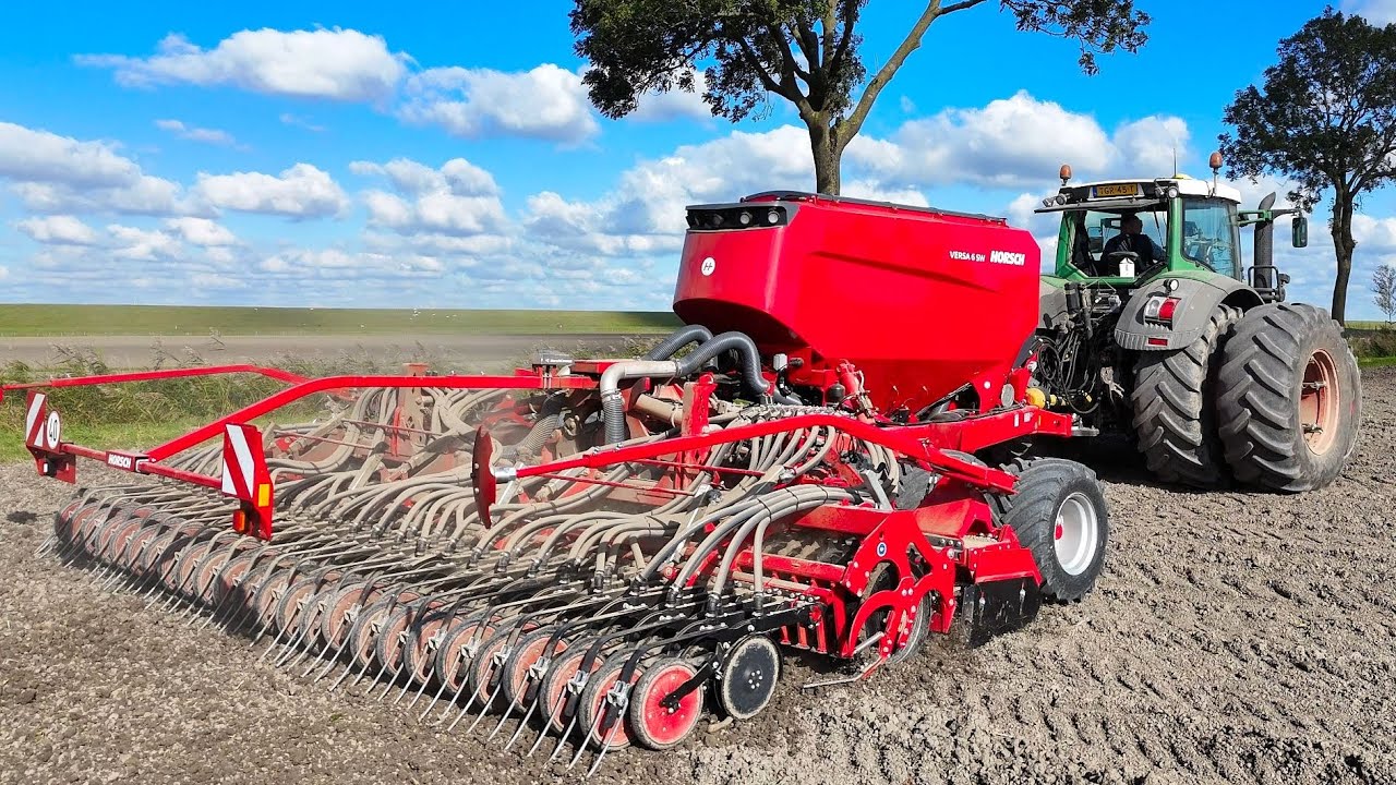 Wintertarwe zaaien met  HORSCH VERSA 6 SW en FENDT 927 Vario.      4K.