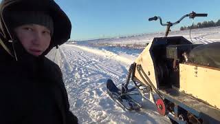 Самодельный снегоход с короткой гусеницей от мотобуксировщика