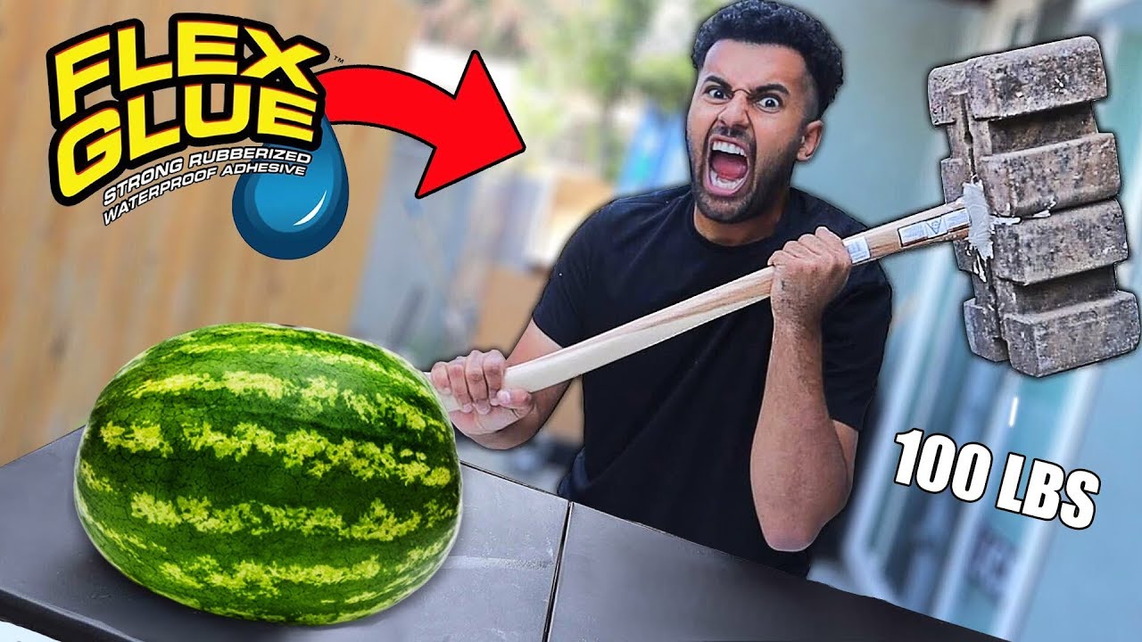 We Built DANGEROUS DIY Weapons Using Only FLEX GLUE!! *100 LBS BRICK THOR'S HAMMER*