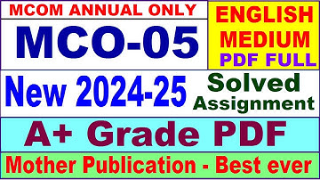 MCO 05 solved assignment 2024-25 in English || mco 05 solved assignment 2025 || mco5 2024-25