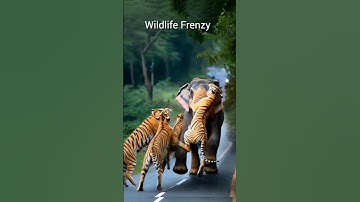 Elephant Vs Tigers Attack #trending #animals #animal life #usa #elephant #wildlife #brazil #indonesi