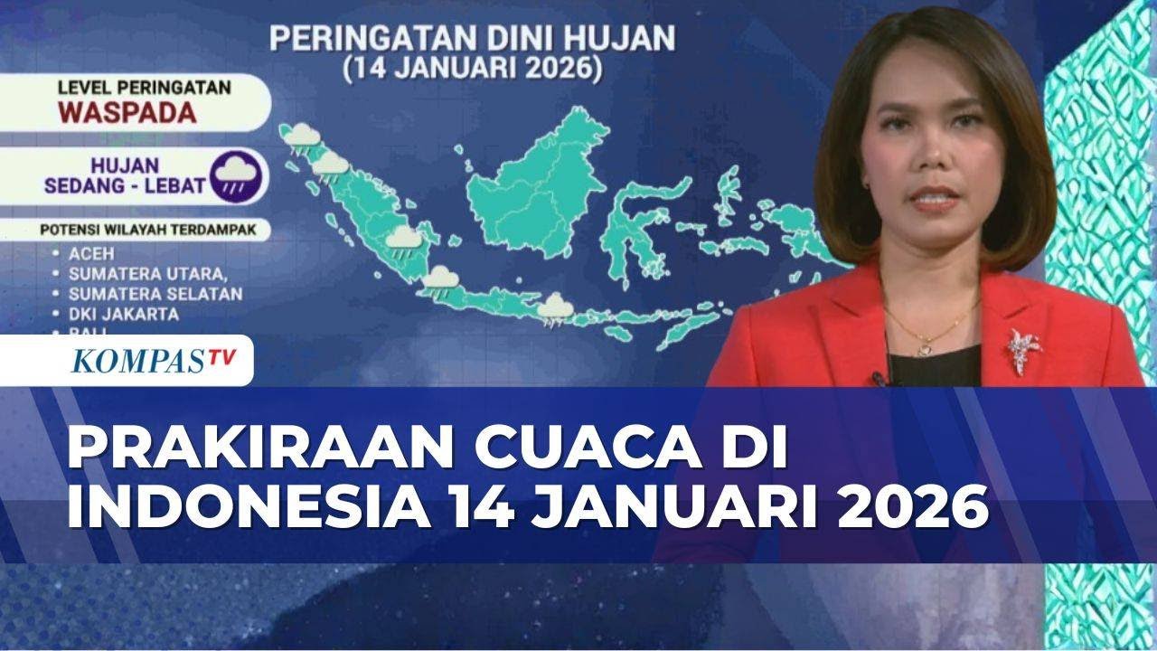 Prakiraan Cuaca Indonesia Rabu 14 Januari 2026: BMKG Ingatkan Potensi Hujan Lebat di Sejumlah Daerah