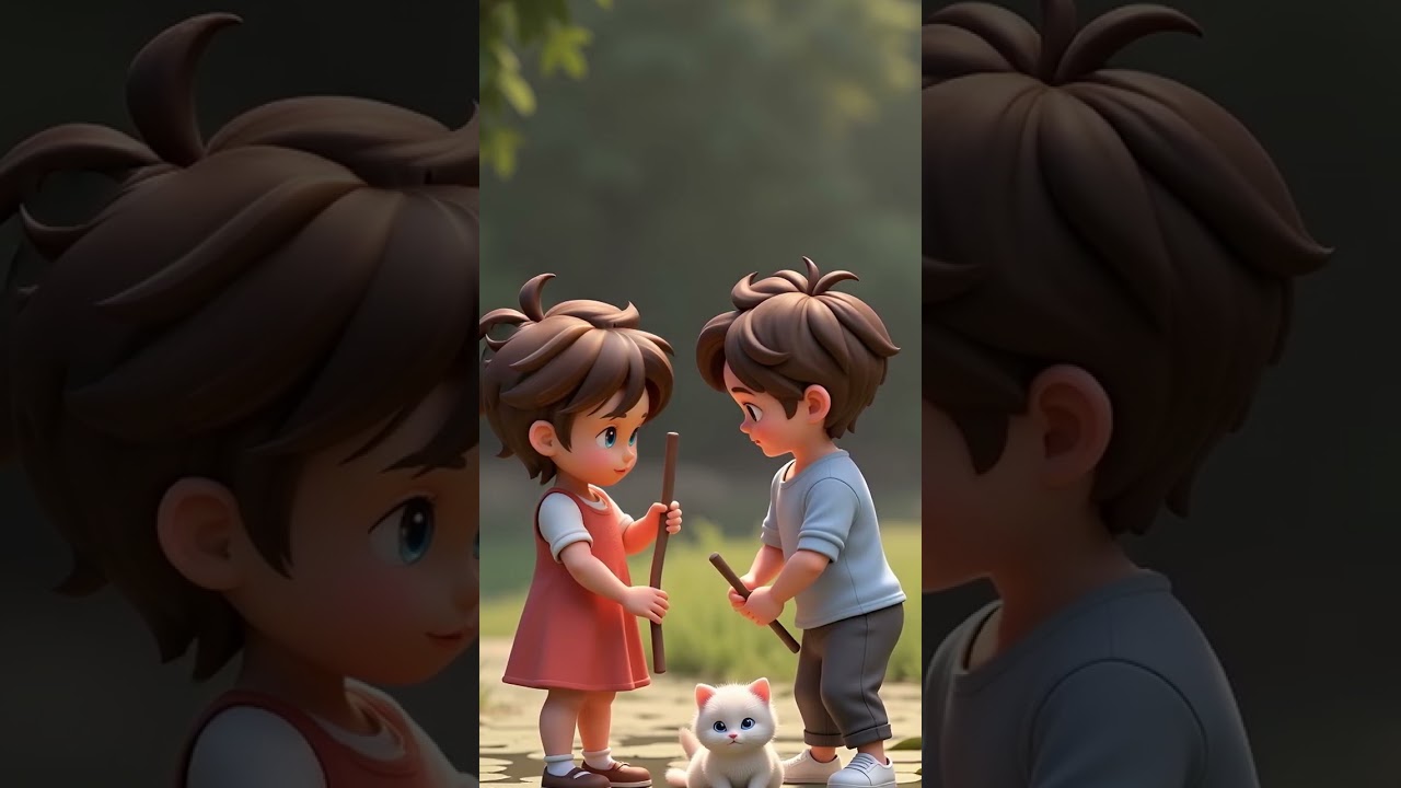 Fluffy Kitty Rescue! 🐱💦 A Brave Act of Friendship #kidsstory #animation