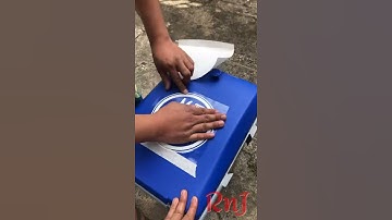 Applying Vinyl Stickers on Garbage bin