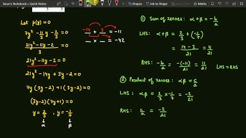 Find the zeroes of polynomial 7y^2 - 11/3 y - 2/3 & hence verify relationship between zeroes &