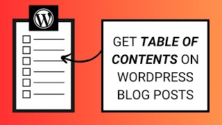 How to get table of contents in WordPress Blog Posts
