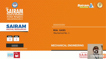Lecture video 9_18ME33_Module 5_Real gas Numerical No. 1_Anand  K Joshi