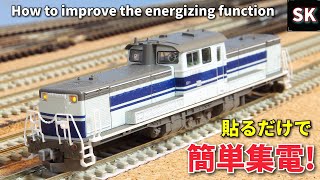 How to make a TOMIX DD51 diesel locomotive able to collect current on all axes