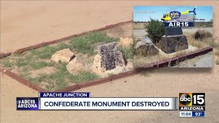 Phoenix confederate monument defaced with paint; apache junction area
damaged