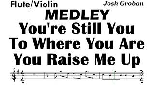 Medley Violin Flute You're Still You To Where You Are Raise Me Up Sheet Backing Play Along Partitura