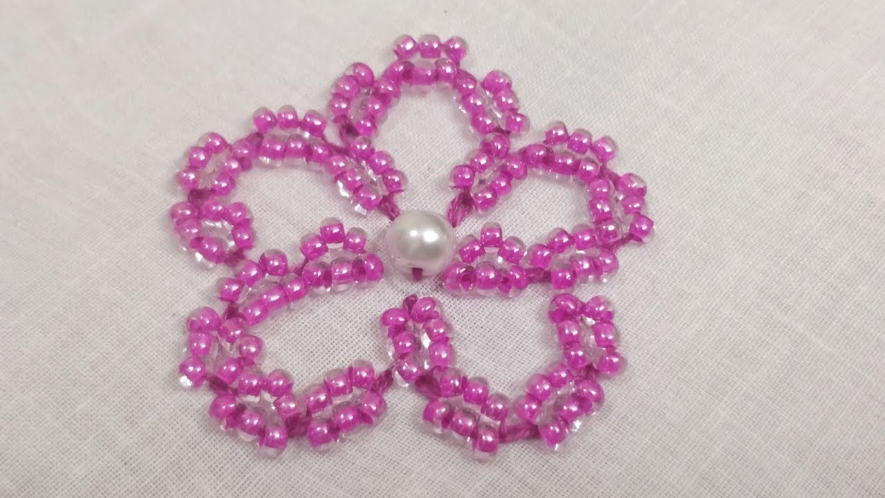 Beaded Chain Stitch Flower (Hand Embroidery Work) - YouTube