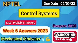 Control Systems | Week 6 Quiz | Assignment 6 Solution | NPTEL | SWAYAM 2023
