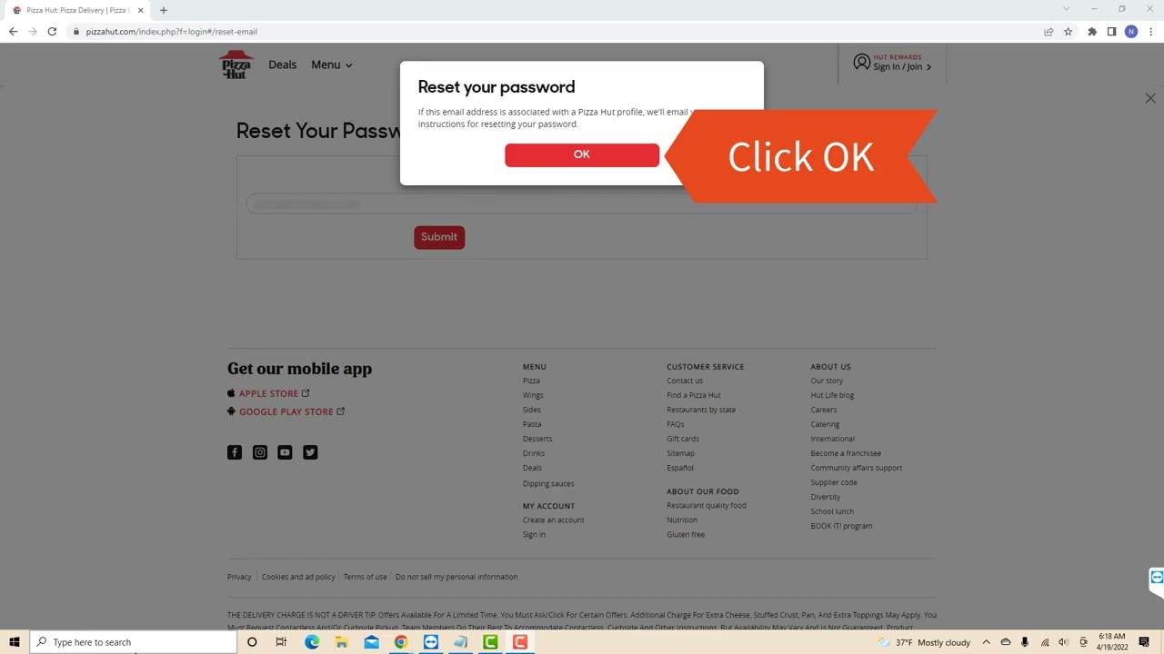 How To Reset Pizza Hut Account Password YouTube How To Reset Pizza Hut Account Password YouTube