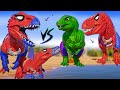 HUGE Spider-Man Dinosaurs Battle in Jurassic World! Spider Spinosaurus Vs T-REX Indoraptor Godzilla