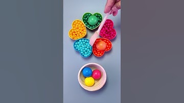 Color Sorting ASMR 🌈💖 Wooden Balls in Heart Trays!