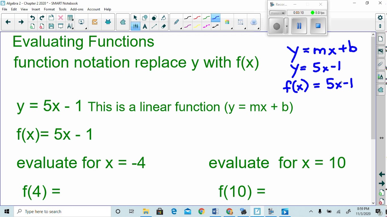 ALGEBRA 2 FUNCTION NOTATION - YouTube