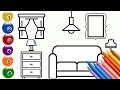 How to draw a living room | Easy drawing | Learn to draw step by step@Kids Coloring