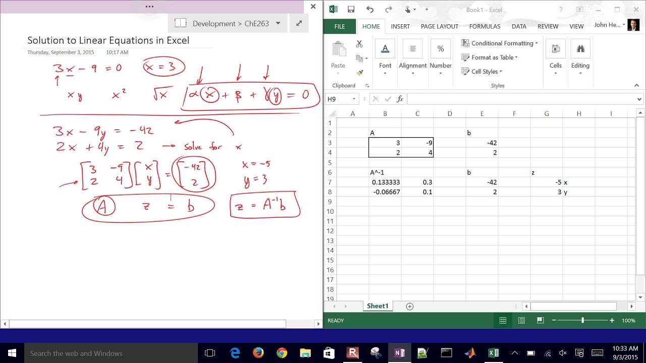 Solve Linear Equations with Excel