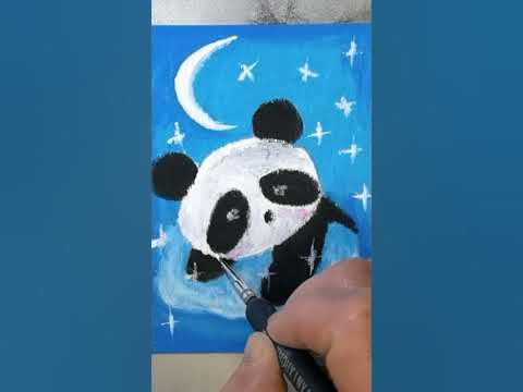 #shorts ｜How to draw a cute panda with oil pastels｜Wie zeichnet man ...